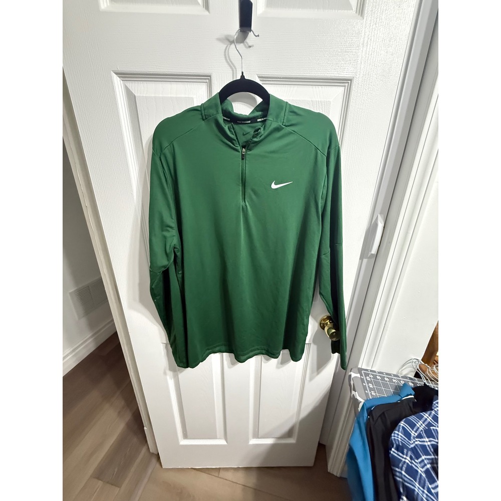 Nike Running Dri-FIT Quarter Zip Mens XL Green Jameson Embroidered Pullover